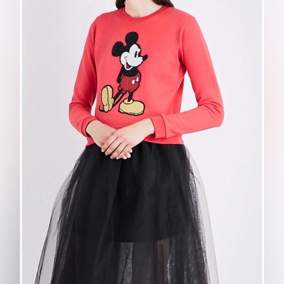Marc Jacobs Tops - MARC JACOBS Mickey Mouse Sequin Shrunken Sweatshirt Layer Red/Black Size Small